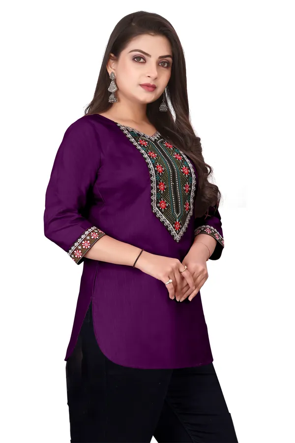 Purple_Embroidered_Straight_Kurti_for_Women