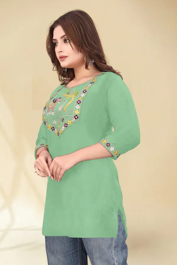 Green_Embroidered_Straight_Kurti_for_Women