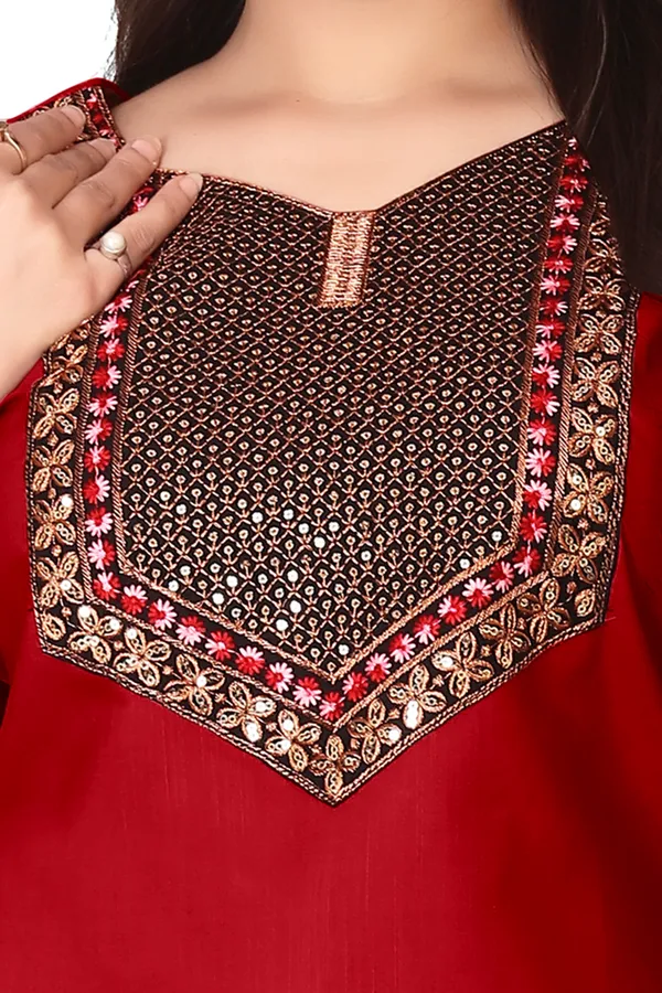 Red_Embroidered_Straight_Kurta_For_Women