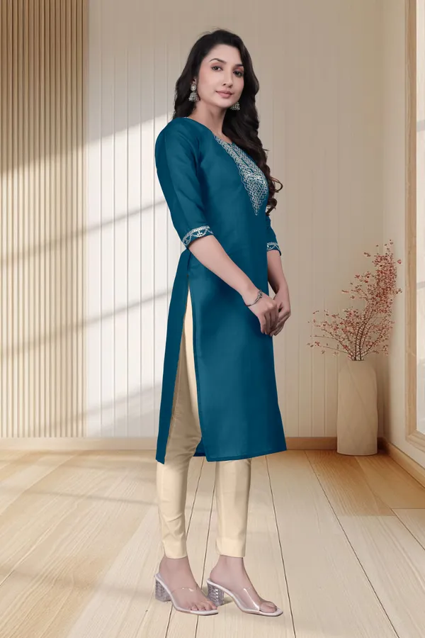 Teal_Embroidered_Straight_Kurta_for_Women
