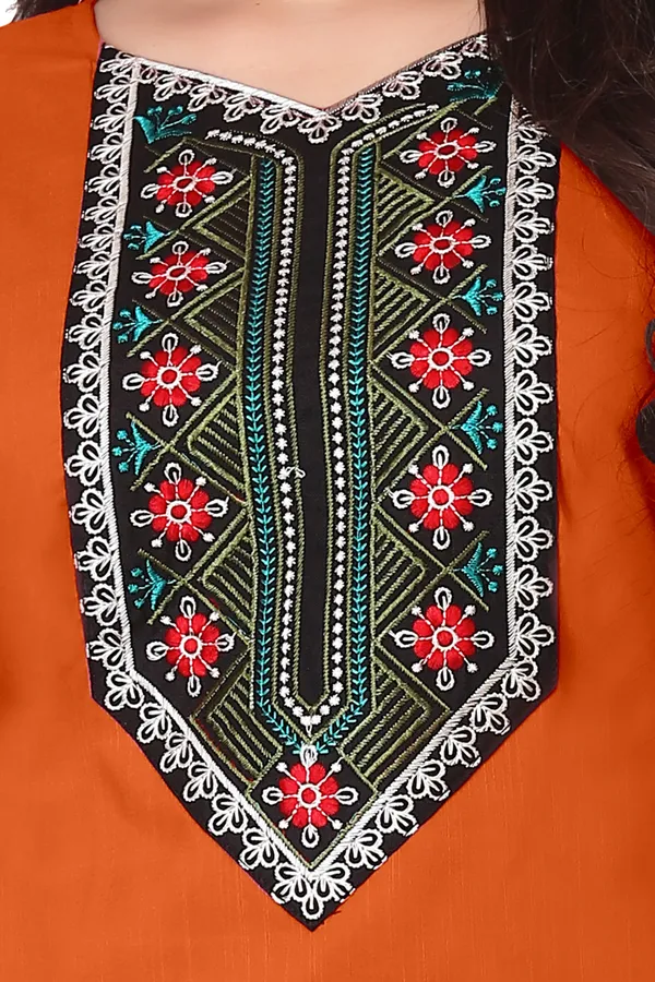 Orange_Embroidered_Straight_Kurti_for_Women