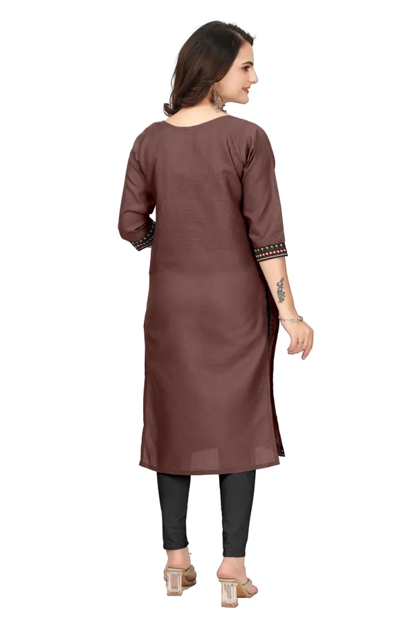 Brown_Embroidered_Straight_Kurta_For_Women