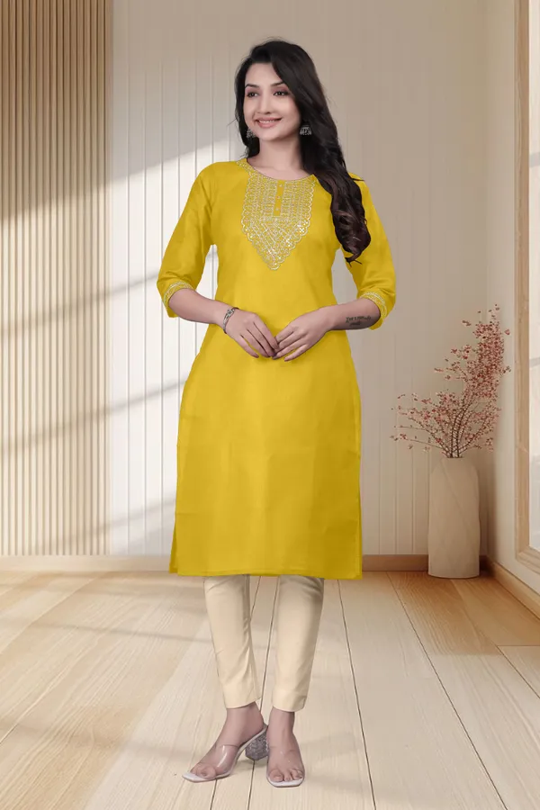 Yellow_Embellished_Straight_Kurta_Set_for_Women