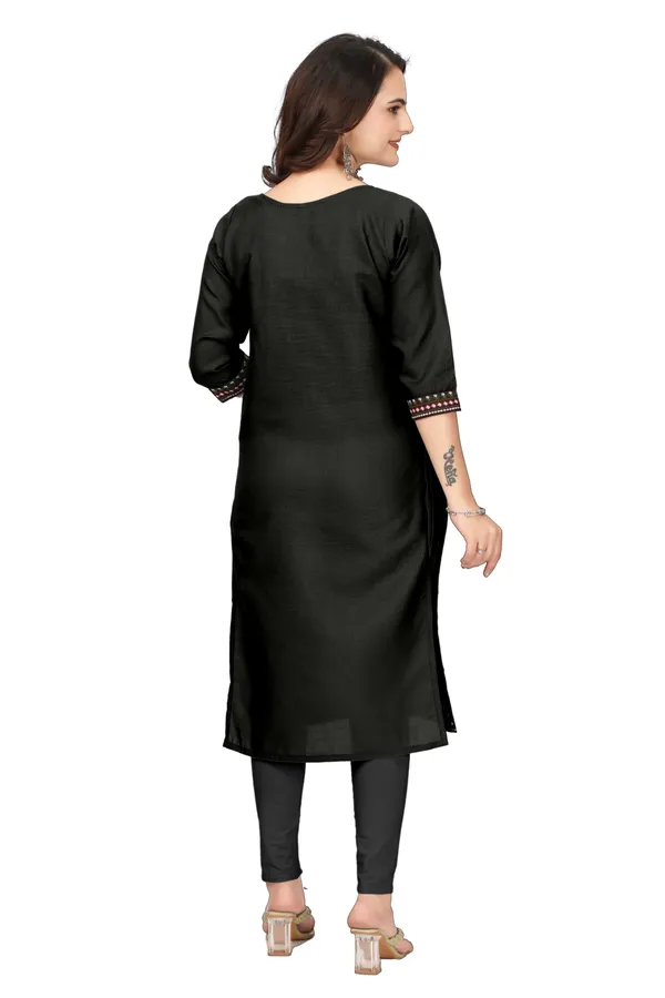 Black_Embroidered_Straight_Kurta_Set_For_Women