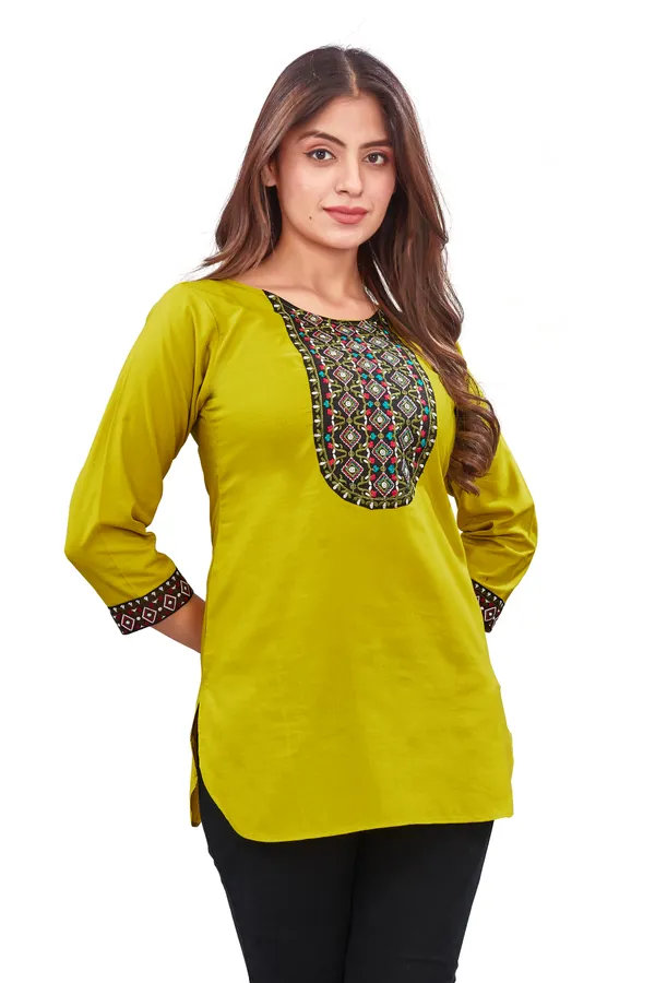 Yellow_Printed_Straight_Kurti_for_Women