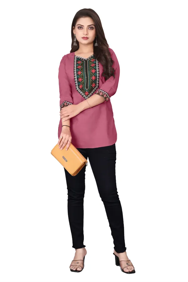 Pink_Embroidered_Straight_Kurti_for_Women