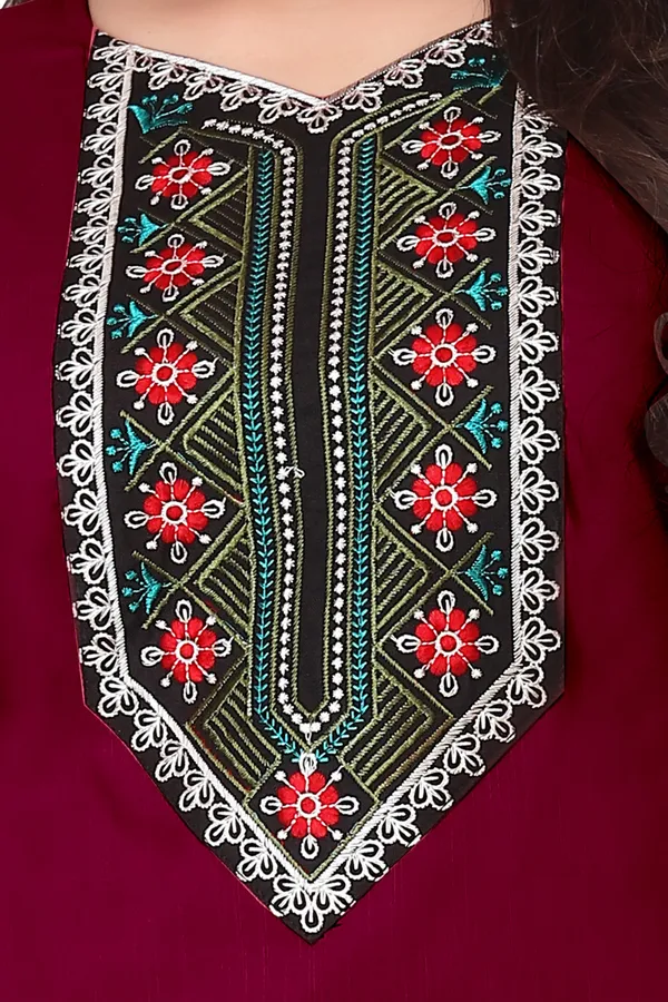 Maroon_Embroidered_Straight_Kurti_for_Women