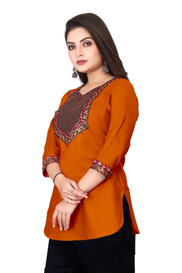 Orange_Embroidered_Straight_Kurti_for_Women