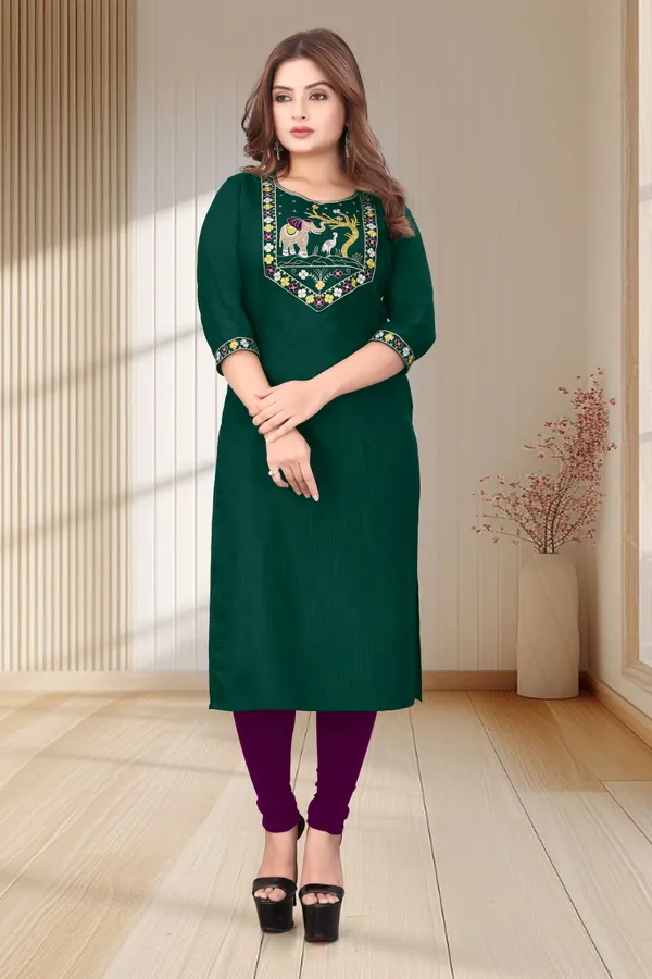 Green_Embroidered_Straight_Kurta_For_Women