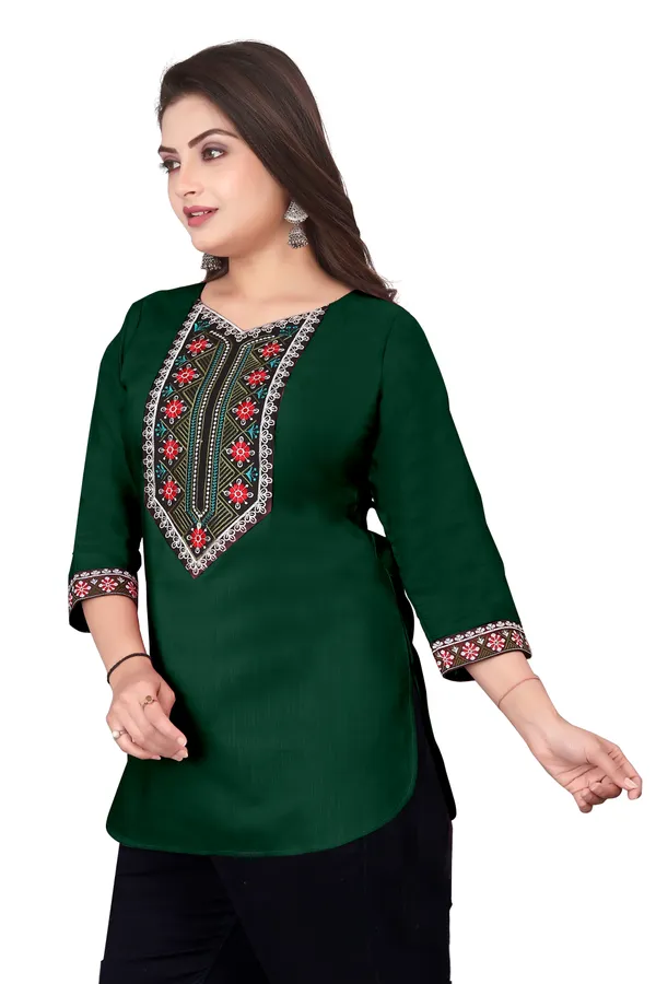 Green_Embroidered_Straight_Kurti_for_Women