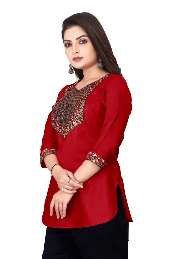 Red_Embroidered_Straight_Kurti_for_Women
