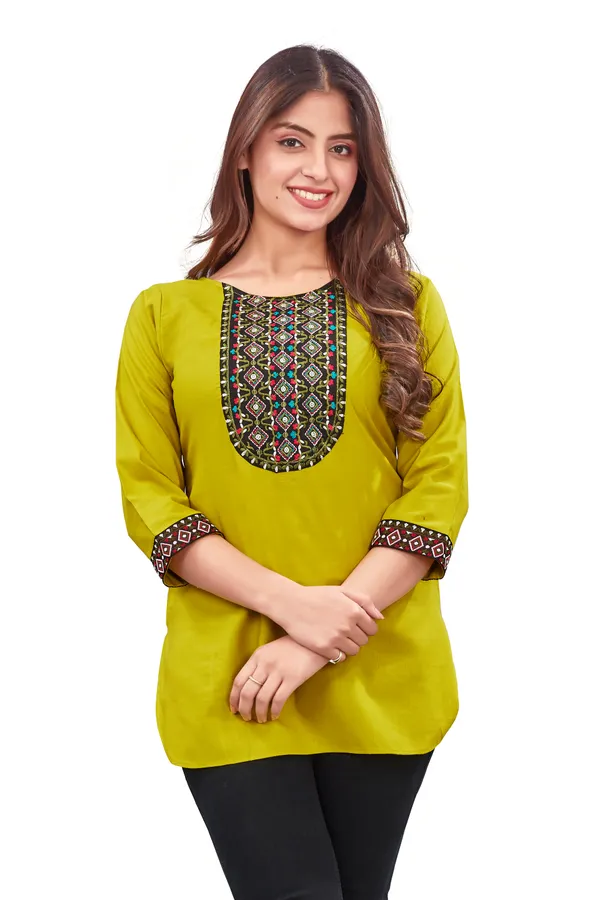 Yellow_Printed_Straight_Kurti_for_Women