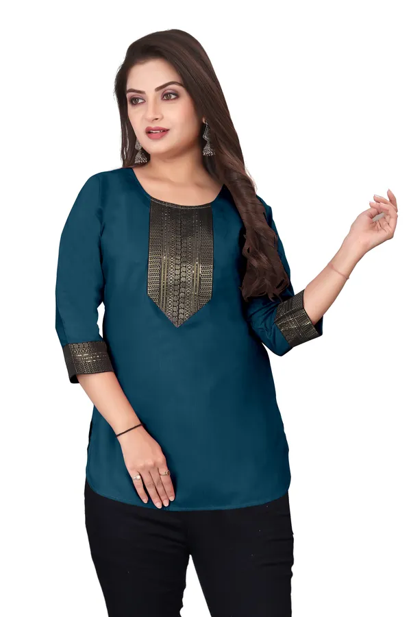 Teal_Embellished_Straight_Kurti_for_Women