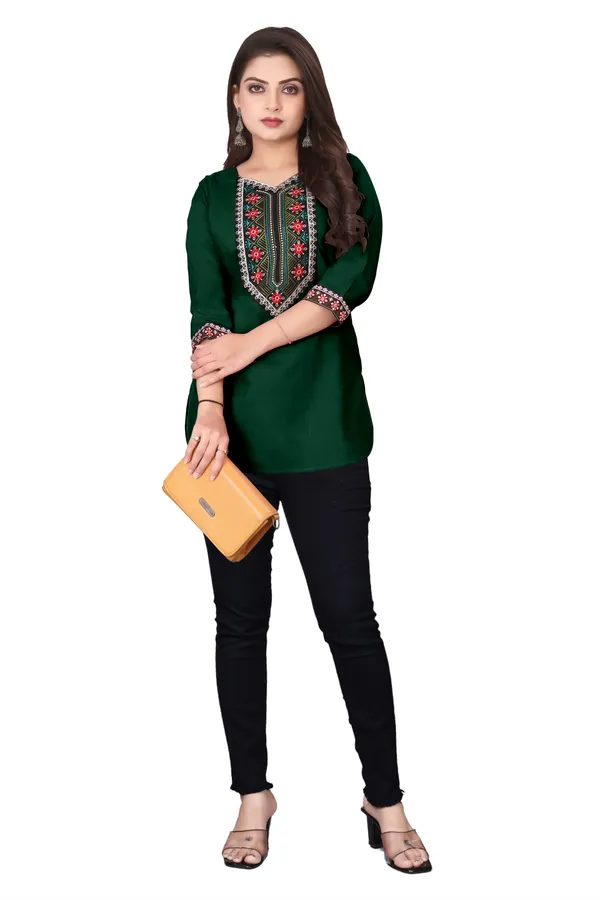 Green_Embroidered_Straight_Kurti_for_Women