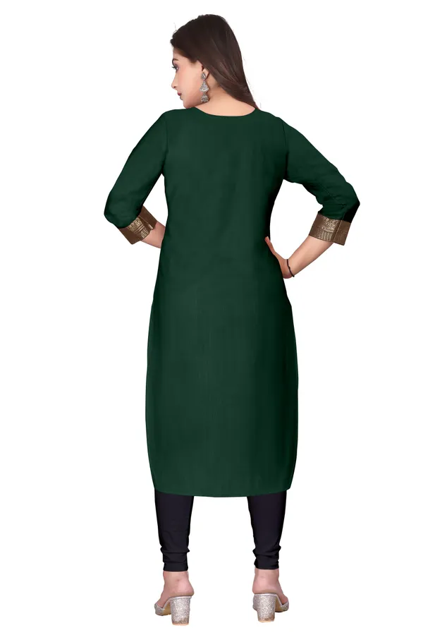 Dark_Green_Embroidered_Straight_Kurta_for_Women