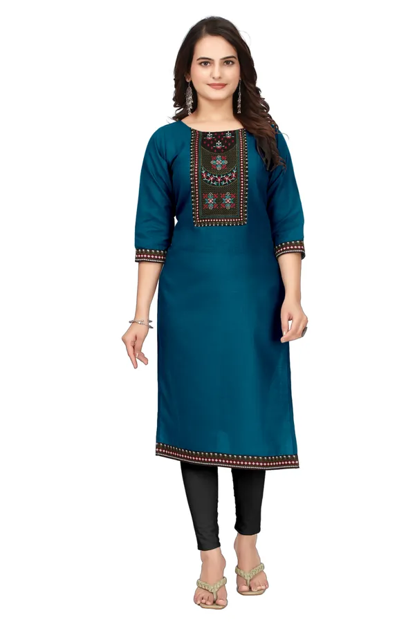 Teal_Straight_Embroidered_Kurta_for_Women