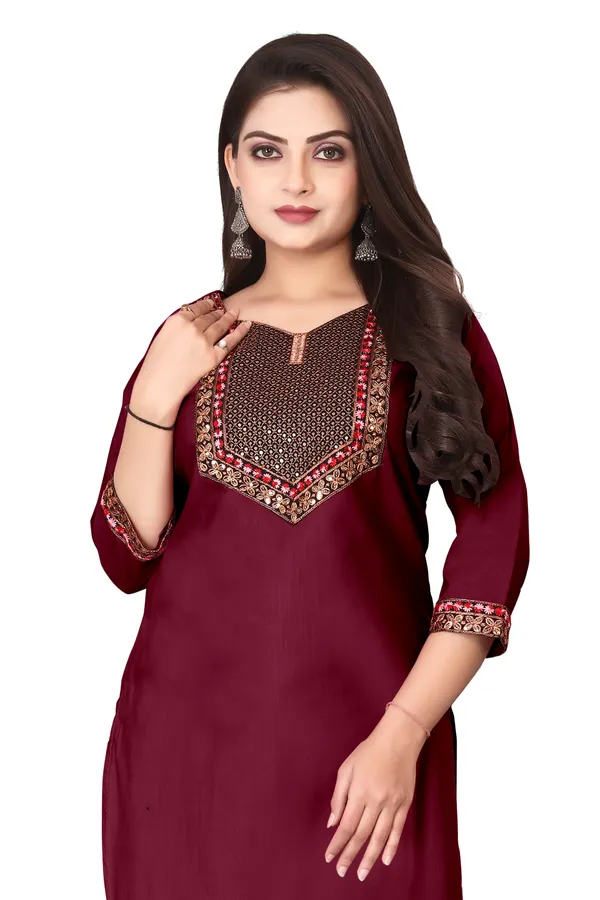 Maroon_Embroidered_Straight_Kurta_for_Women