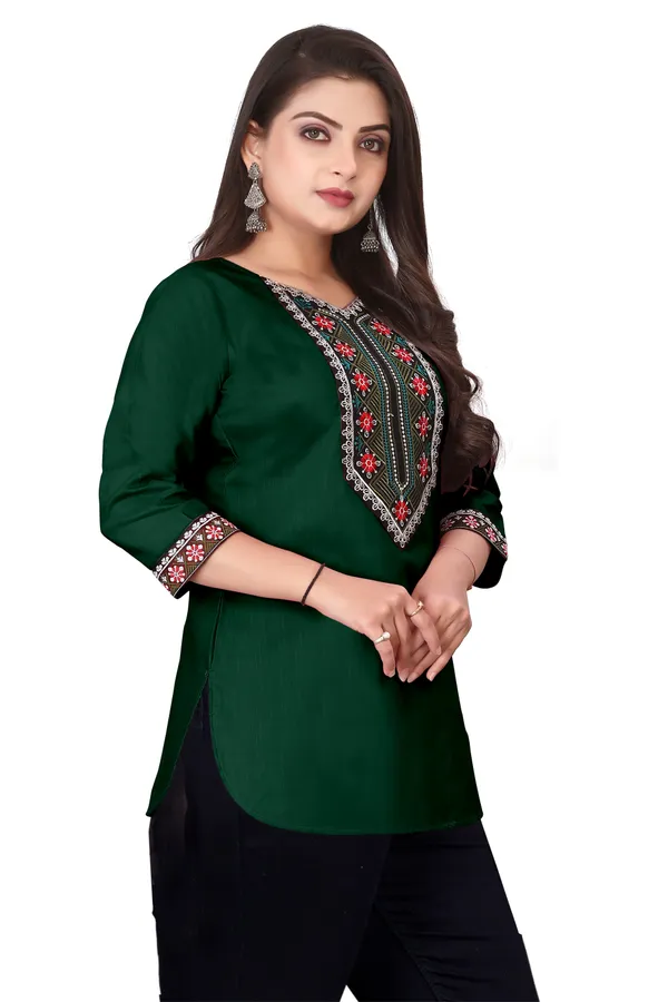 Green_Embroidered_Straight_Kurti_for_Women