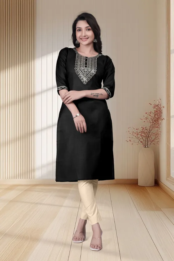 Black_Straight_Embroidered_Kurta_Set_for_Women