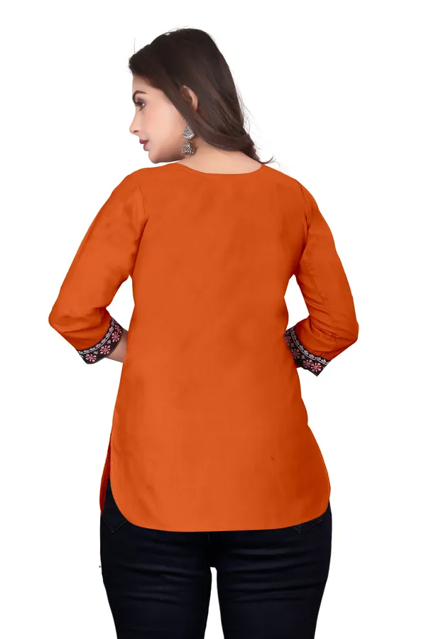 Orange_Embroidered_Straight_Kurti_for_Women