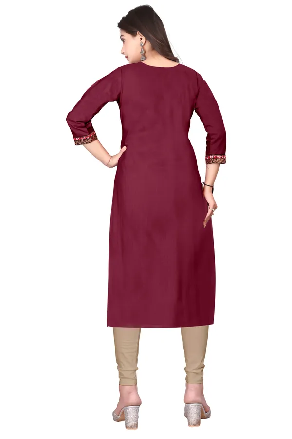 Maroon_Embroidered_Straight_Kurta_for_Women