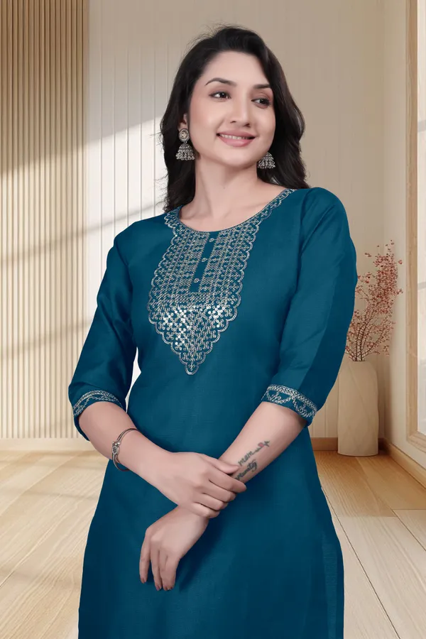 Teal_Embroidered_Straight_Kurta_for_Women