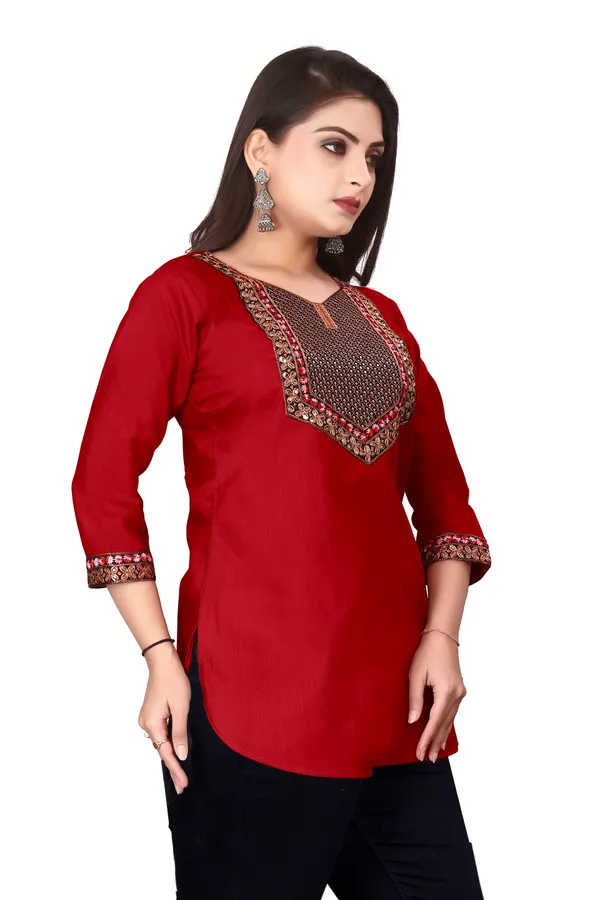 Red_Embroidered_Straight_Kurti_for_Women