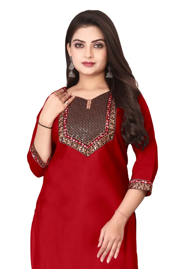 Red_Embroidered_Straight_Kurta_For_Women