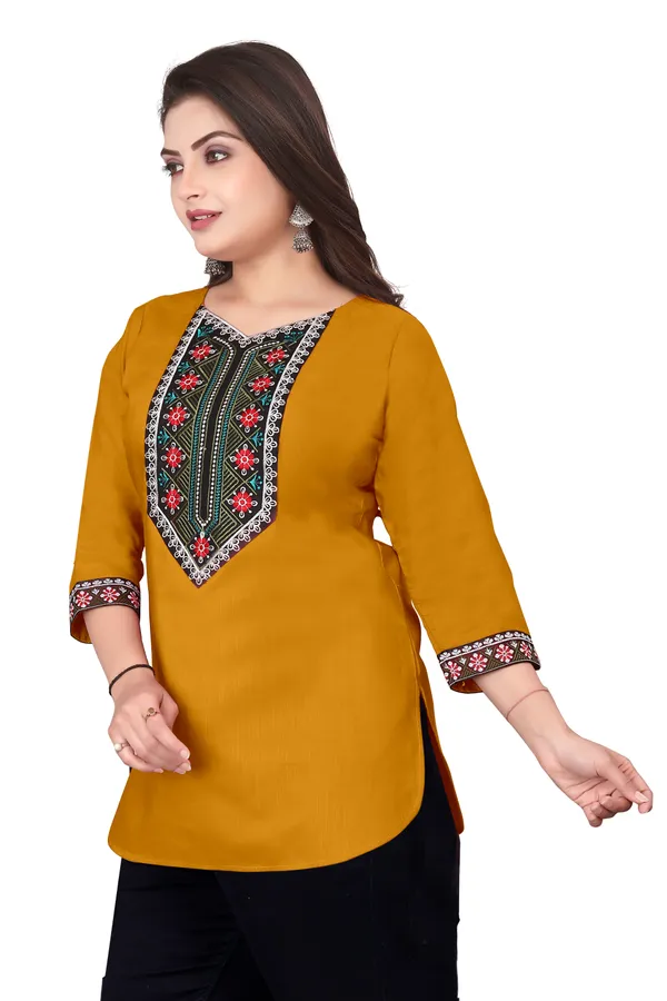 Mustard_Embroidered_Straight_Kurti_for_Women