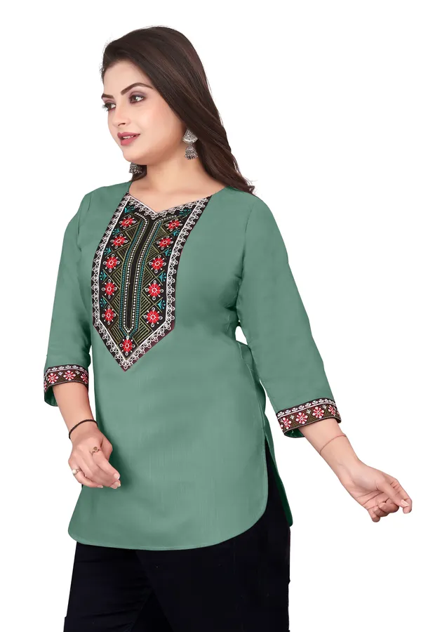 Green_Embroidered_Straight_Kurti_for_Women