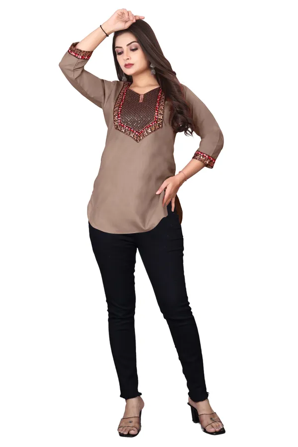 Taupe_Straight_Fit_Embroidered_Kurti_for_Women