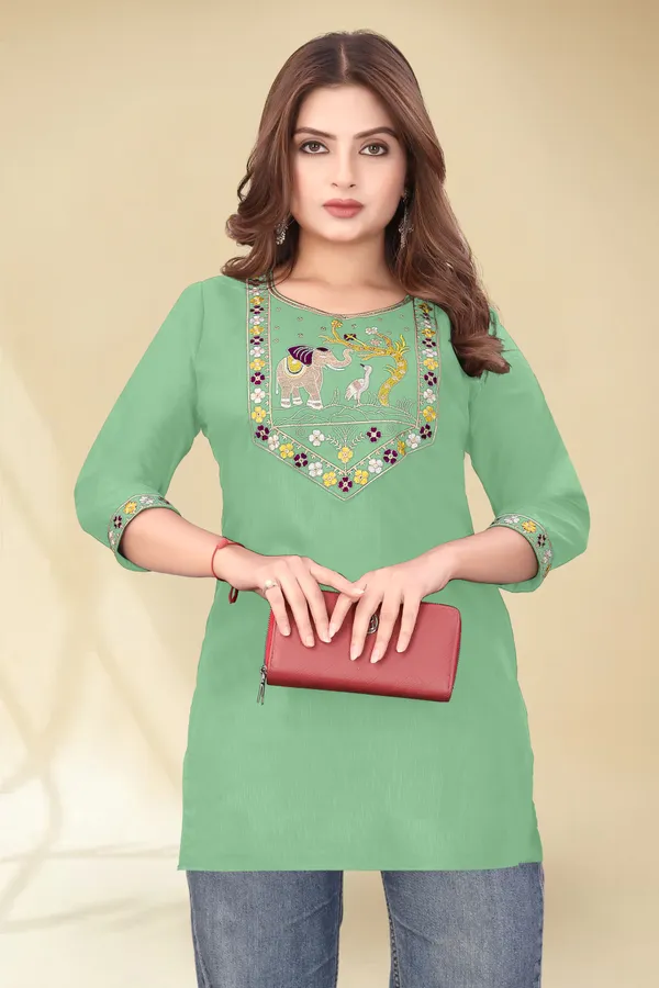 Green_Embroidered_Straight_Kurti_for_Women