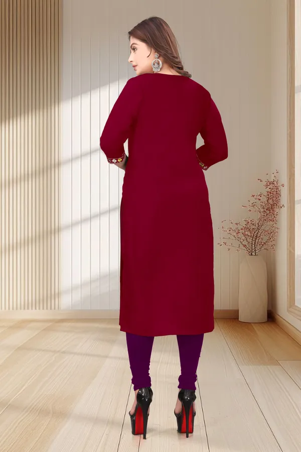 Maroon_Embroidered_Straight_Kurta_for_Women