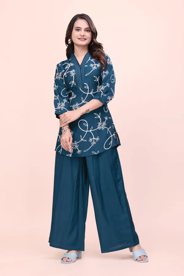 Teal_Printed_Kurta_Palazzo_Set_for_Women