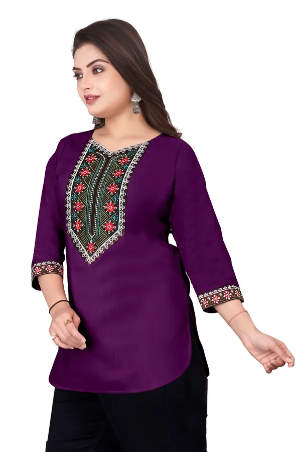 Purple_Embroidered_Straight_Kurti_for_Women