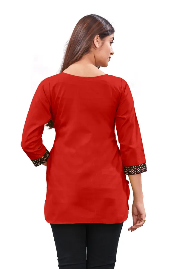 Red_Straight_Patterned_Kurti_for_Women