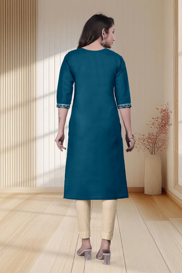 Teal_Embroidered_Straight_Kurta_for_Women
