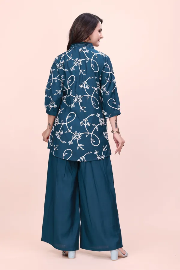 Teal_Printed_Kurta_Palazzo_Set_for_Women