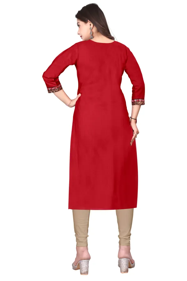 Red_Embroidered_Straight_Kurta_For_Women