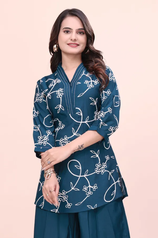 Teal_Printed_Kurta_Palazzo_Set_for_Women