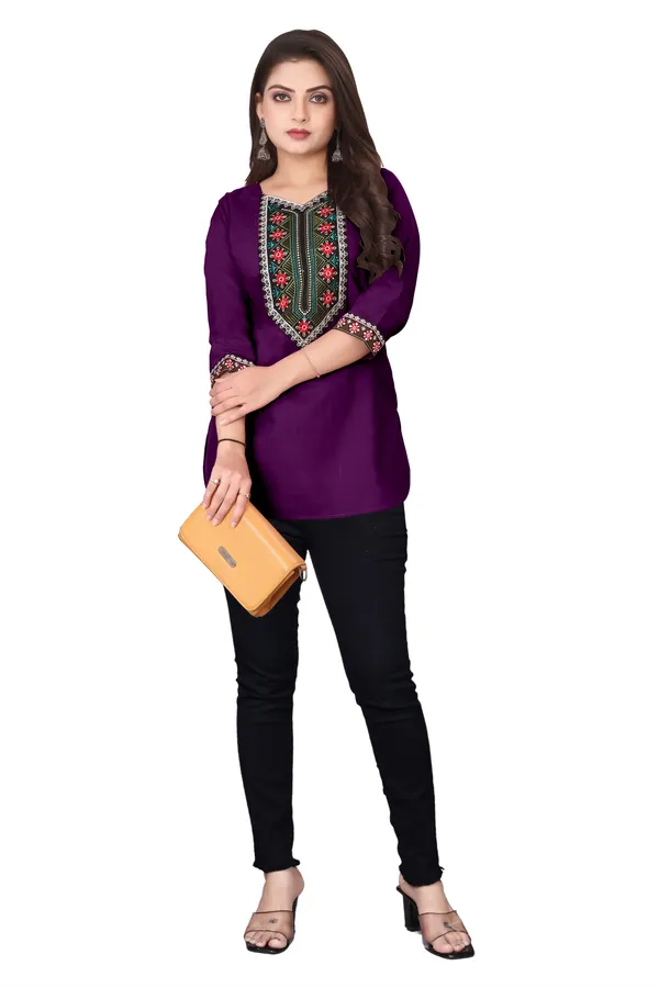 Purple_Embroidered_Straight_Kurti_for_Women