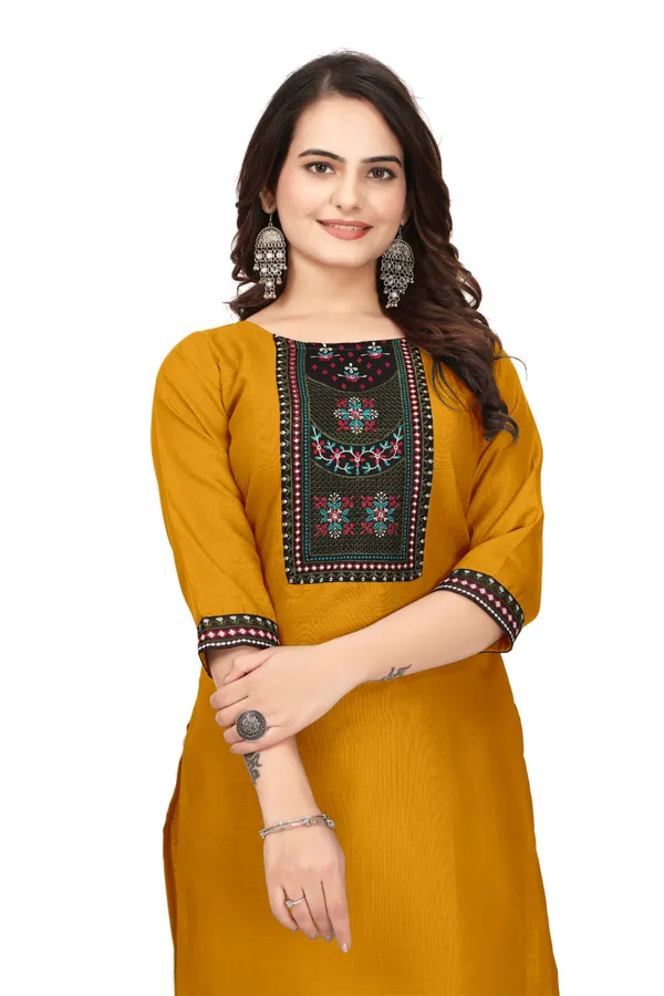 Mustard_Embroidered_Straight_Kurta_for_Women