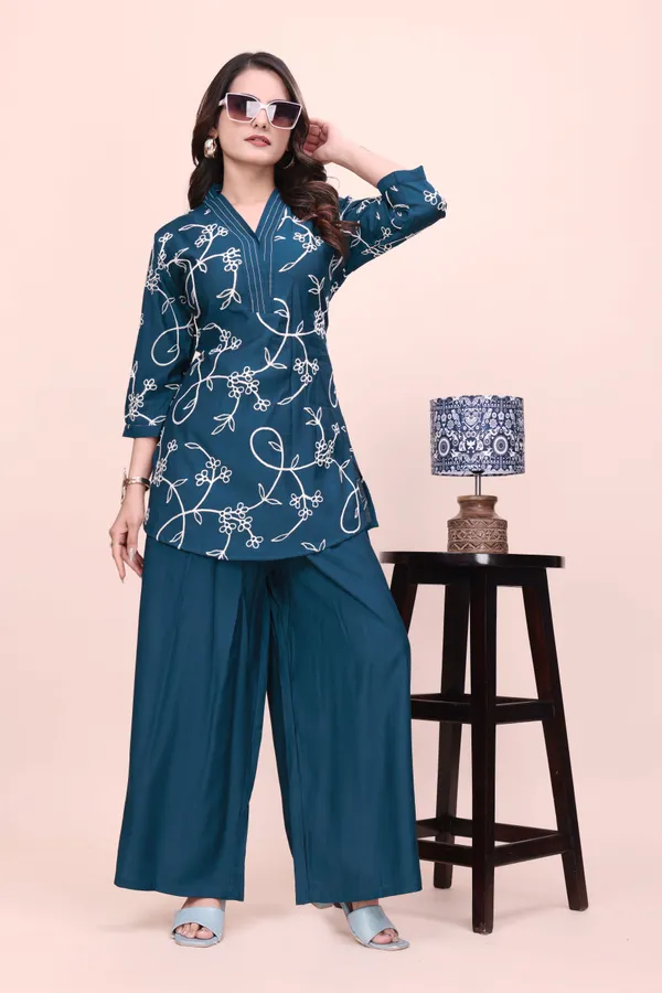 Teal_Printed_Kurta_Palazzo_Set_for_Women