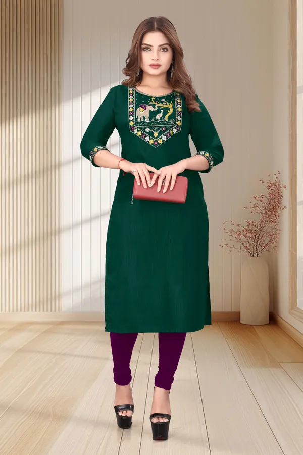 Green_Embroidered_Straight_Kurta_For_Women