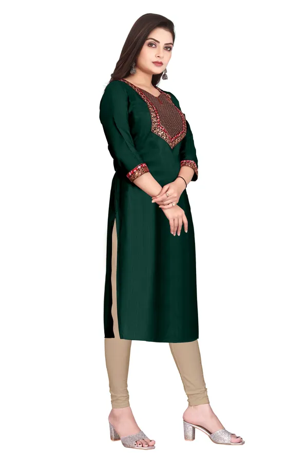 Green_Embroidered_Straight_Kurta_Set_For_Women