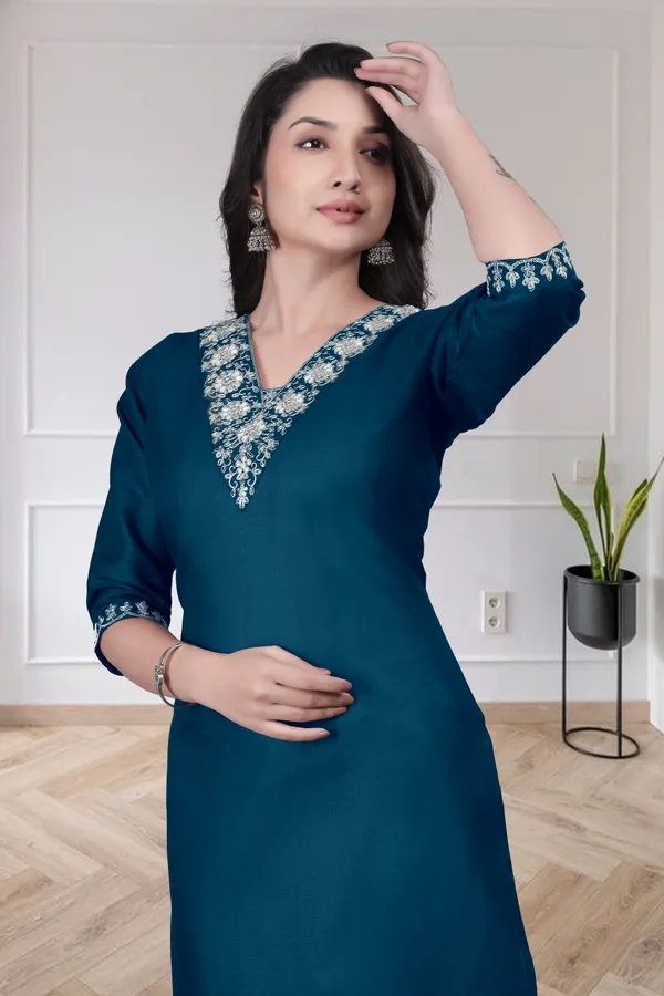 Teal_Embroidered_Straight_Kurta_for_Women