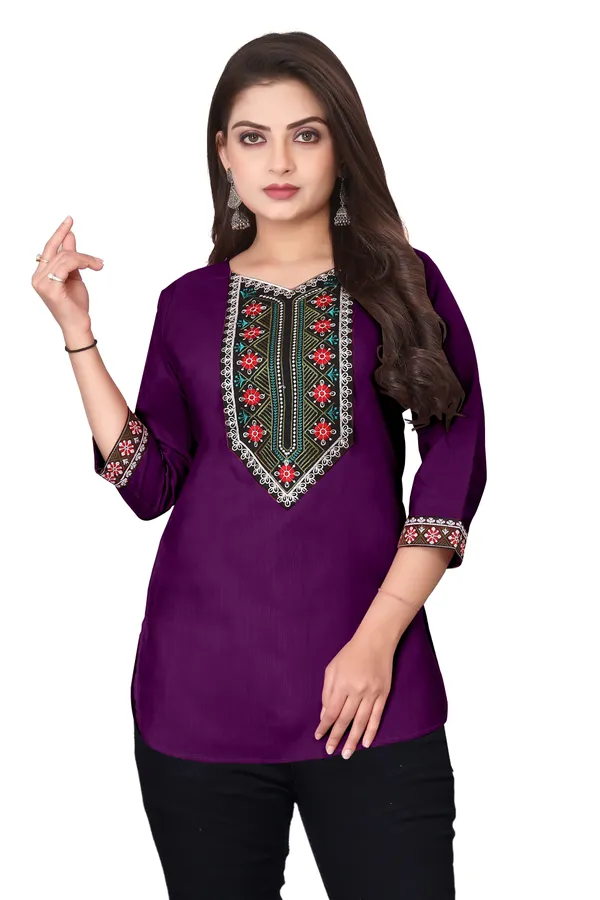 Purple_Embroidered_Straight_Kurti_for_Women