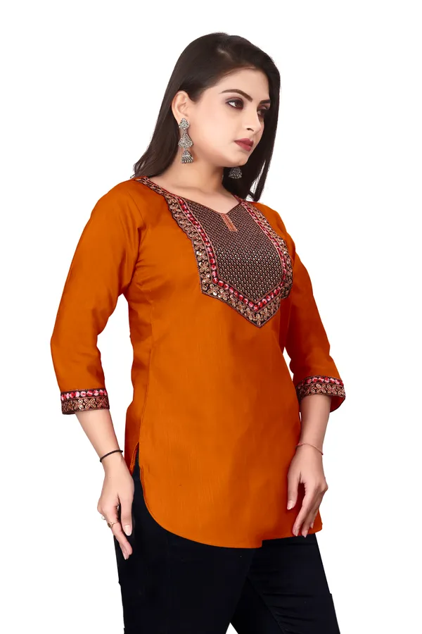 Orange_Embroidered_Straight_Kurti_for_Women