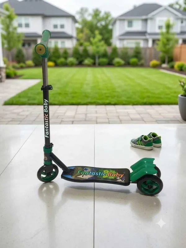 Fantasticbaby_3-Wheel_Scooter_with_Adjustable_Handlebar,_Colorful_Design_&_Sturdy_Wheels_kids_Kids_Scooter_(Green,_Multicolor,_Pack_of_1)