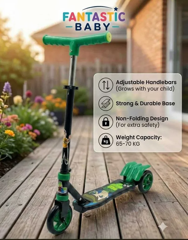 Fantasticbaby_3-Wheel_Scooter_with_Adjustable_Handlebar,_Colorful_Design_&_Sturdy_Wheels_kids_Kids_Scooter_(Green,_Multicolor,_Pack_of_1)